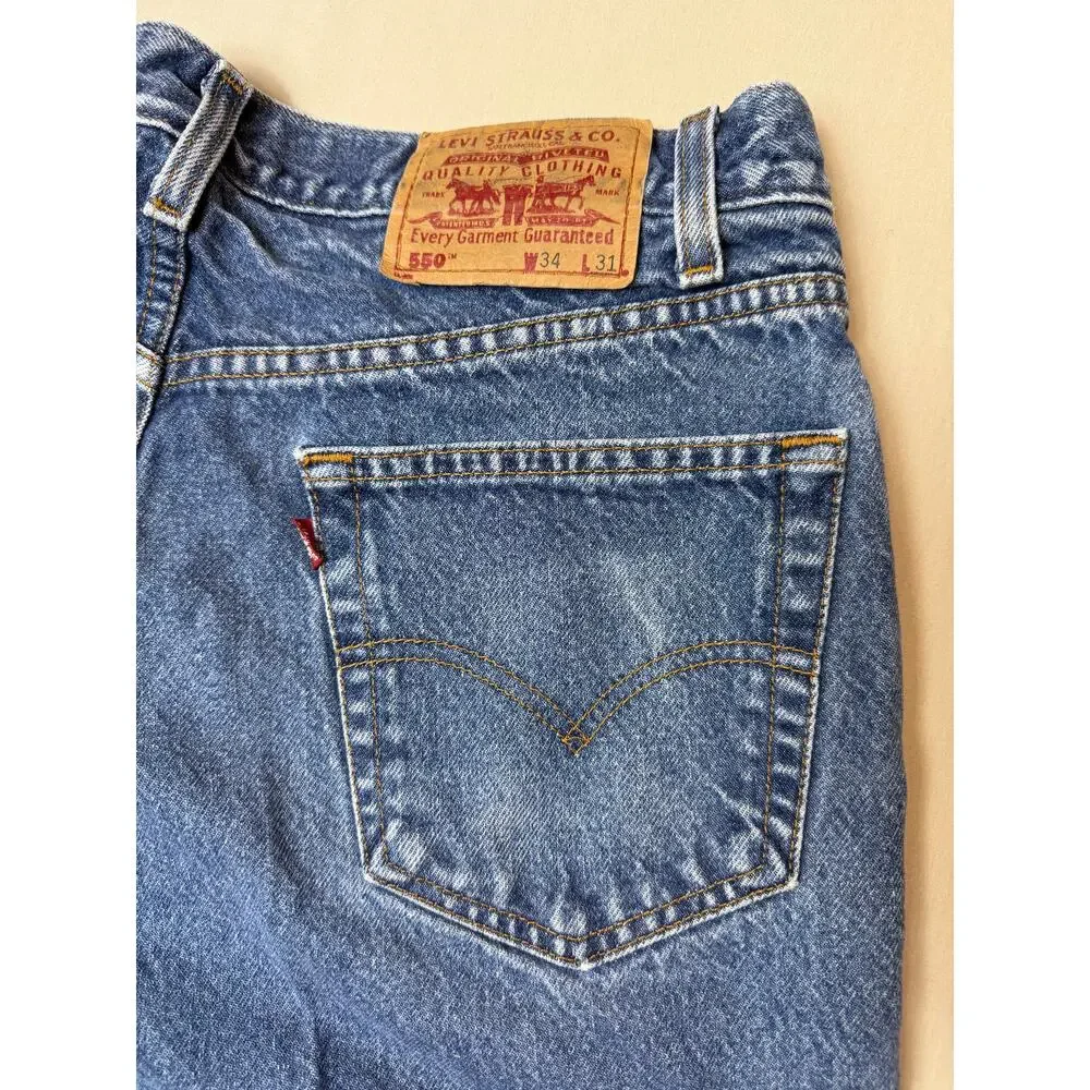 Mens Levi’s 550 Relaxed Fit 34x31 Blue Denim Jeans‎ Classic